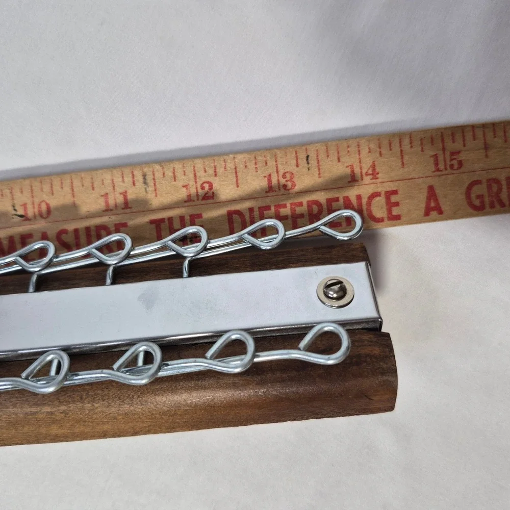 Vintage Tie Rack Wood Metal Scarf Belt Necktie Organizer Swinging Arms Holds 24
